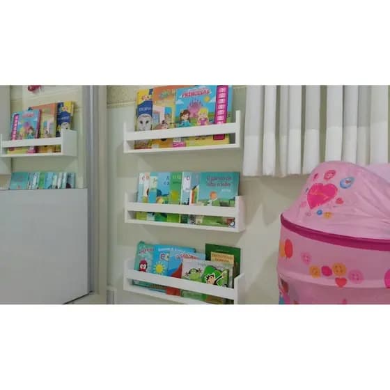 Kit 2 Prateleiras Porta Brinquedo Perfume Livros 60x11,5x10 .