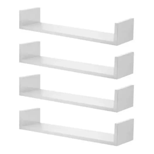 Kit 4 Prateleira Nicho U 30x15 Mdf 15mm Branco