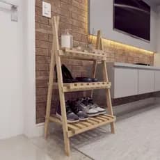 Estante De Madeira Pinus Tripla Flores Decoração Organizador