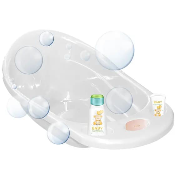 Banheira Bebê Infantil Anatômica Banho Recém-Nascido Cores Branco, Rosa e Azul