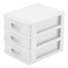 Gaveteiro Organizador De Mesa Micro Porta Tudo 3 Gavetas Cor Branco