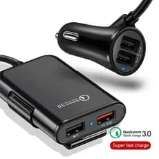 Carregador Celular Veicular 4 Portas Usb e Extensor 2 Portas
