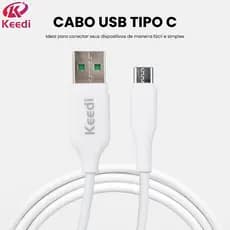Cabo USB 3.0A Carregamento Rápido Tipo C V8 Iphone Keedi