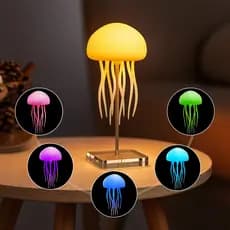 Abajur De Mesa Led Para Quarto RGB Recarregável Água-Viva Controlada Por Voz Inteligente