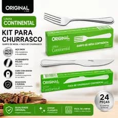 Kit Faqueiro 24 Peças Original Line Continental Jogo de Talheres Inox Garfos e Facas Jogo de Cozinha