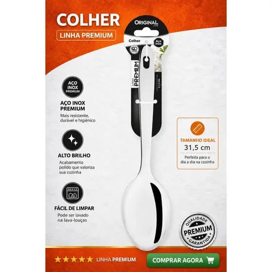 Colher Para Servir Arroz 31,2cm Grande Reforcada