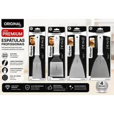 Kit 4 Espatulas Inox Lanche Reta E Curva Chapeiro E Cozinha
