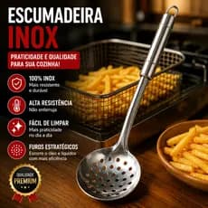 Escumadeira Inox Aço Inoxidável Perfurada Para Frituras Cozinha