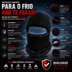 Balaclava Térmica Premium Forrada Com Plush Touca Corta Vento Para Moto Trilha E Inverno