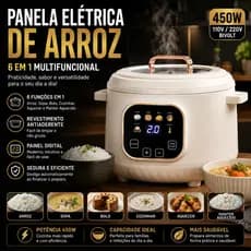 Panela Elétrica De Arroz 6 Em 1 Multifuncional Digital Antiaderente 450W Bivolt Cozinha Prática