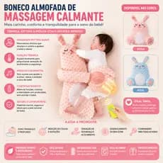 Boneco Almofada Calmante Bebê Com Música Massagem Térmica Controle Remoto Recarregável USB
