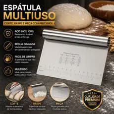 Espátula Multiuso Inox Cortador Raspador De Massa Com Régua