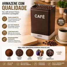 Porta Café 800g Aço Inox Com Tampa E Organizador Mantém Café Fresco