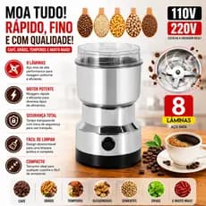 Moedor Elétrico de Café Grãos Temperos 8 Lâminas Aço Inox 110V ou 220V