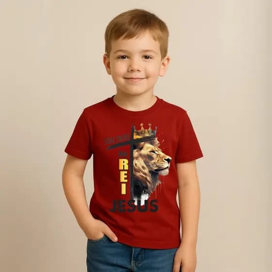Camiseta Infantil Blusa Manga Curta Estampada Filho do Rei 100% Algodão Camiseta Premium Infantil Unissex Cristã