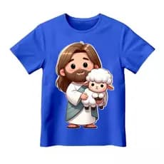 Camiseta camisa blusa Infantil Jesus Cristo ovelha algodão100%