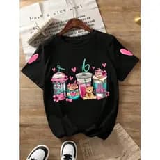 Camiseta Infantil Para Meninas Ursinho Delicada Fofa Minimalista Estampa Colorida 100% Algodão Tamanho 02 Ao 16