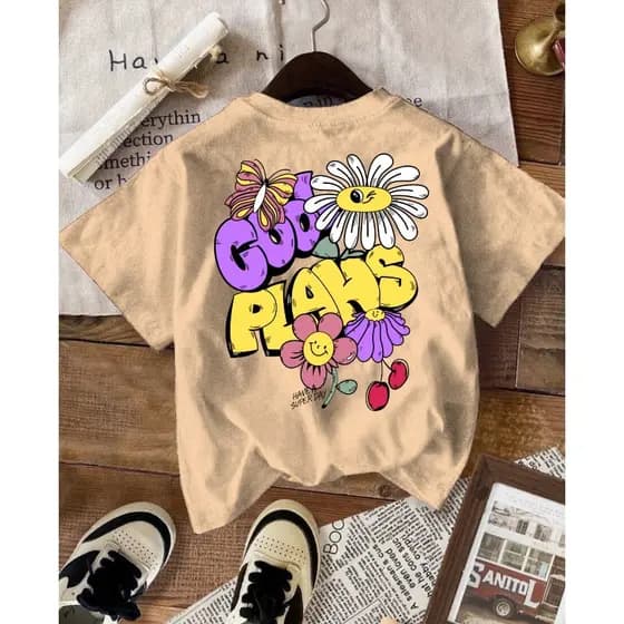 Camiseta Menina Manga Curta Estilosa 100% Algodão