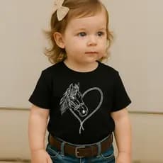 Camiseta Blusa Infantil Modinha Estampa Cavalo Coração Lindo Fofo Amor Carinho Country Menina Cowirl