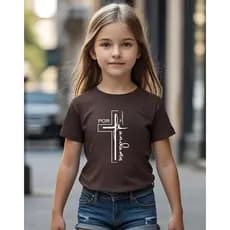 Camiseta Premium Infantil Blusa T-Shirt Evangelica Jesus Por Fe Andamos 100% Algodão Linda