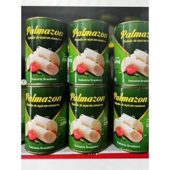 KIT COM 4 LATAS DE PALMITO DE AÇAI EM CONSERVA PALMAZON DE 220grs COM GARANTIA