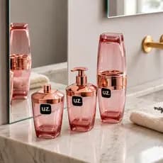 Kit Porta Escova + Porta Sabonete Liquido + Porta Algodão / Cotonetes  Acessórios Pia de Banheiro