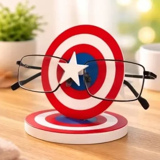 Porta Óculos Escudo Herói Suporte de Mesa Geek Organizador para Óculos Decoração Escritório Presente Criativo Funcional