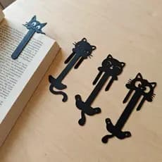 Kit 4 Marca Páginas Gato Decorativo Impressão 3D | Marcador Estético Criativo para Livros
