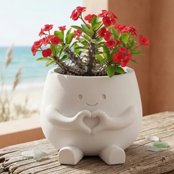 Mini Vaso Decorativo Criativo para Plantinhas 3D Humorado Fofo Alegre 6cm Gerente de Boas Vibrações