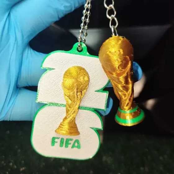 Kit 2 Chaveiros Troféu Futebol Copa 2026 Torcedor Colecionável Estilo Premium Impressão 3D