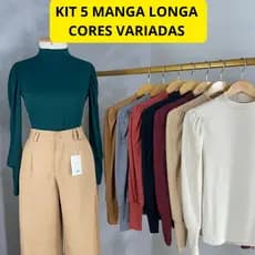 Blusa Feminina Manga Longa Bufante Gola Alta Segunda Canelada Pele Inverno Premium Ribana Cacharrel Canelado