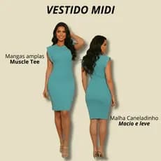Vestido Midi Muscle Tee Feminino Canelado Algodão Premium Casual Confortável