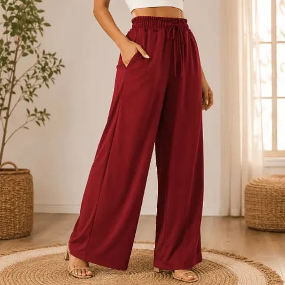 Calça Pantalona Feminina Cintura Alta Com Bolso pra Inverno