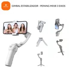 Gimbal Estabilizador Peining M01B 3 Eixos | Face Tracking | Bateria 3600mAh | Bluetooth 5.2