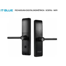Fechadura Digital Biométrica SC8996 WiFi | Impressão Digital | Senha Cartão App Tuya
