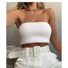 Top Faixa Cropped Tricot Modal Tecido Grosso