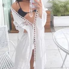 Saída de Praia Longa Kimono moda simples vestido blogueira banho piscina verão 32110