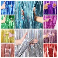 KIT 3/5/10 Cortina de Franja Holográfico Metalizada 2x1m Para Decoração de Festa