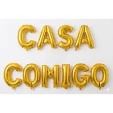 Balão Metalizado Frase CASA COMIGO 40cm - Casamento Noivado