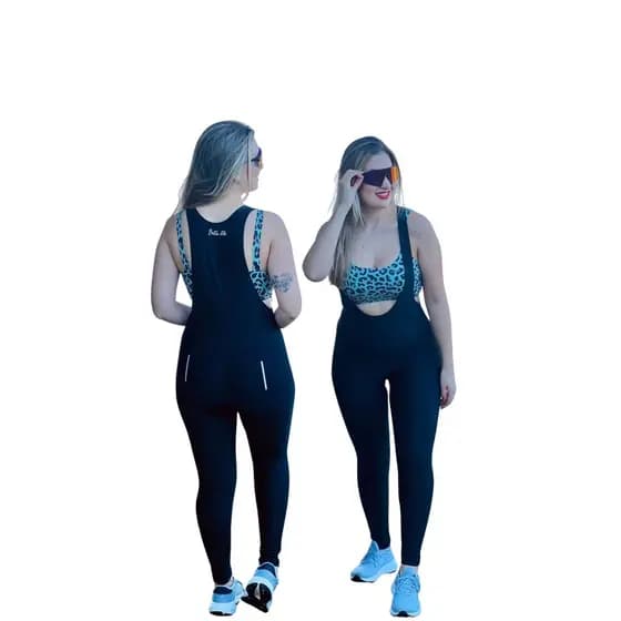 Bretelle Ciclismo Feminino com Calça e  Bolso Full Black PP ao Plus Size - #10