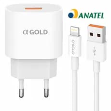 Carregador Turbo AGold 6.1A 30w IPhone 8 Plus X Xr 11 12 13 14 Pro Max USB (iOS)  Lightning 1metro