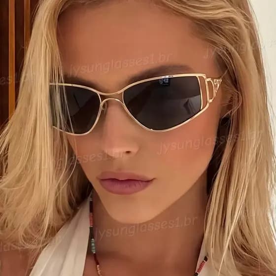 Retro Luxo Quadrado Metal Olho De Gato Óculos De Sol Para Mulheres Gradiente Matiz Proteção UV Moda Ao Ar Livre Tons