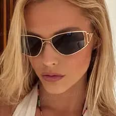 Retro Luxo Quadrado Metal Olho De Gato Óculos De Sol Para Mulheres Gradiente Matiz Proteção UV Moda Ao Ar Livre Tons
