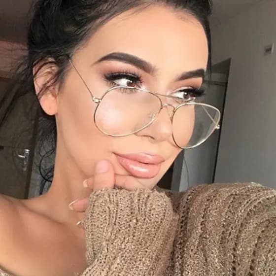 Armação De óculos De Lentes Transparentes De Aviador Adequado Para Mulheres