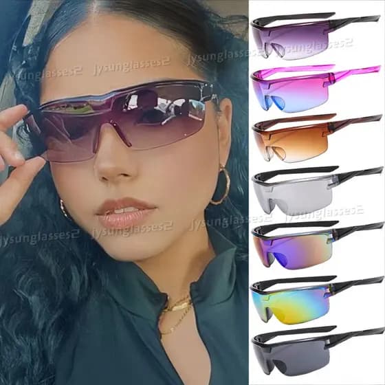 E Óculos De Sol Para Homens Mulheres Tons De Cor Gradiente Espelho De Condução Esportes De Passeio De Resistência UV Estilo Y2k Cyberpunk