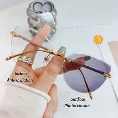 Óculos Fotocromáticos Anti-Radiação 2 Em 1 , Sem Moldura , Para Gatos , Mulheres , Homens , Tons De Transição , Argola D