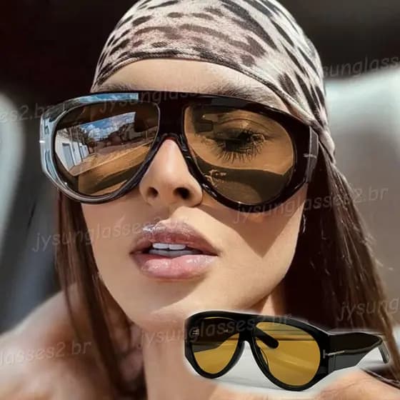 Óculos De Sol Aviador De Armação Grande T Word Moda Retrô Com Proteção UV