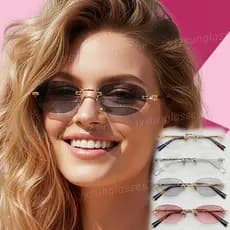 Moda Transparente Pequeno Oval Sem Moldura Óculos De Sol Transparentes Para Mulheres Homens Unissex Design Minimalista