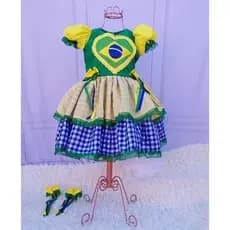 Vestido infantil  de festa junina da copa - Vestido caipira da copa