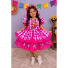 Vestido caipira de festa junina do grupo os rosas _ Vestido pink e rosa (4 ANOS A PRONTA ENTREGA)